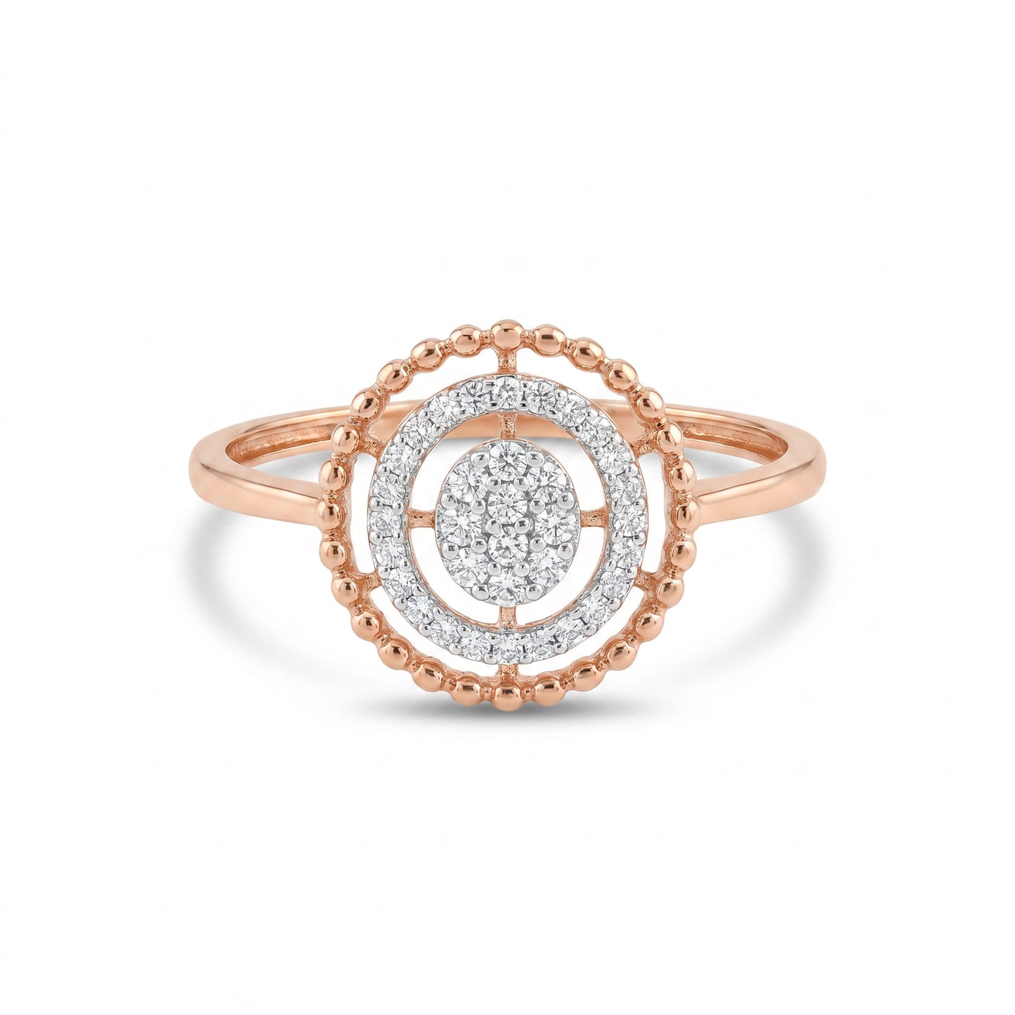 18Kt Rose Gold Diamond Double Ring for Women
