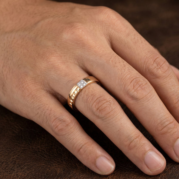 18KT Yellow Gold Diamond Band Ring For Men