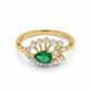 18KT Gold Green Stone Women's Diamond Ring