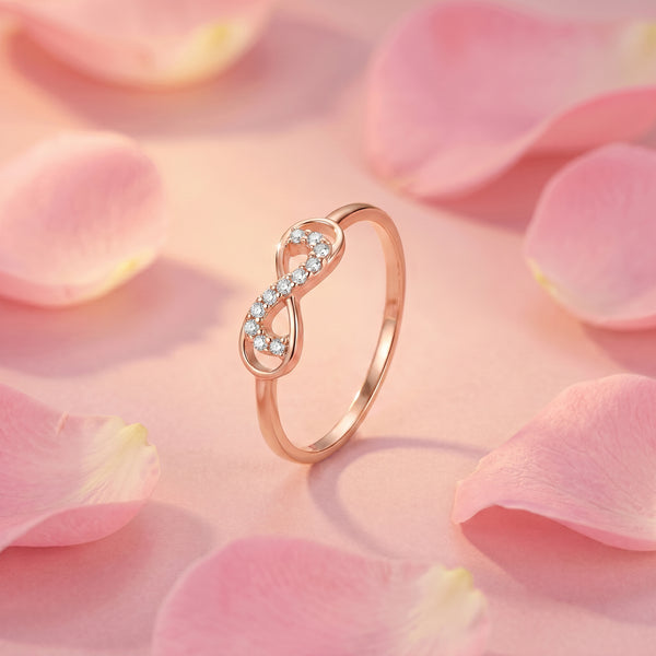 18Kt Rose Gold  Infinity Diamond Ring for Women