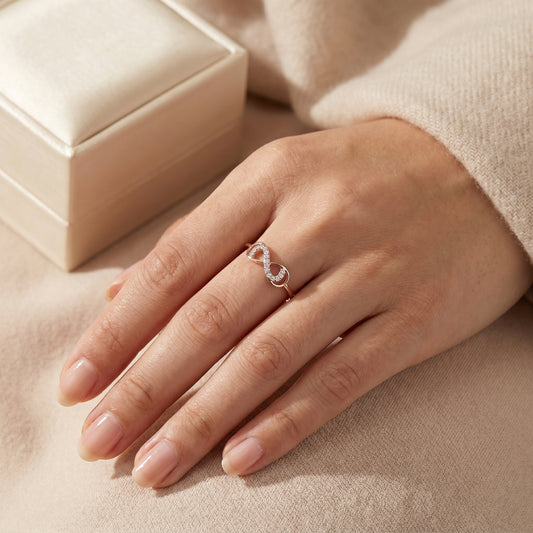 18Kt Rose Gold  Infinity Diamond Ring for Women