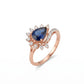 18Kt Rose Gold Blue Sapphire Diamond Ring for Women