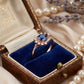 18Kt Rose Gold Blue Sapphire Diamond Ring for Women