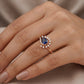 18Kt Rose Gold Blue Sapphire Diamond Ring for Women