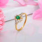 18KT Yellow Gold Emerald & Diamond Ring for Women