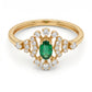 18KT Yellow Gold Emerald & Diamond Ring for Women
