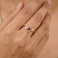 18KT Yellow Gold Red Stone Diamond Floral Ring