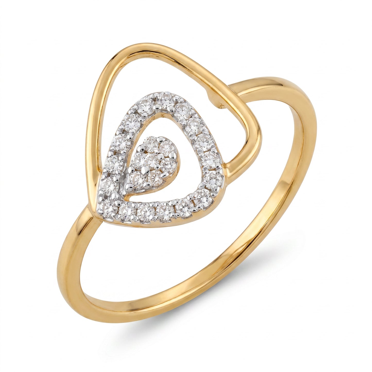 18KT Yellow Gold Heart Teardrop Diamond Ring Women