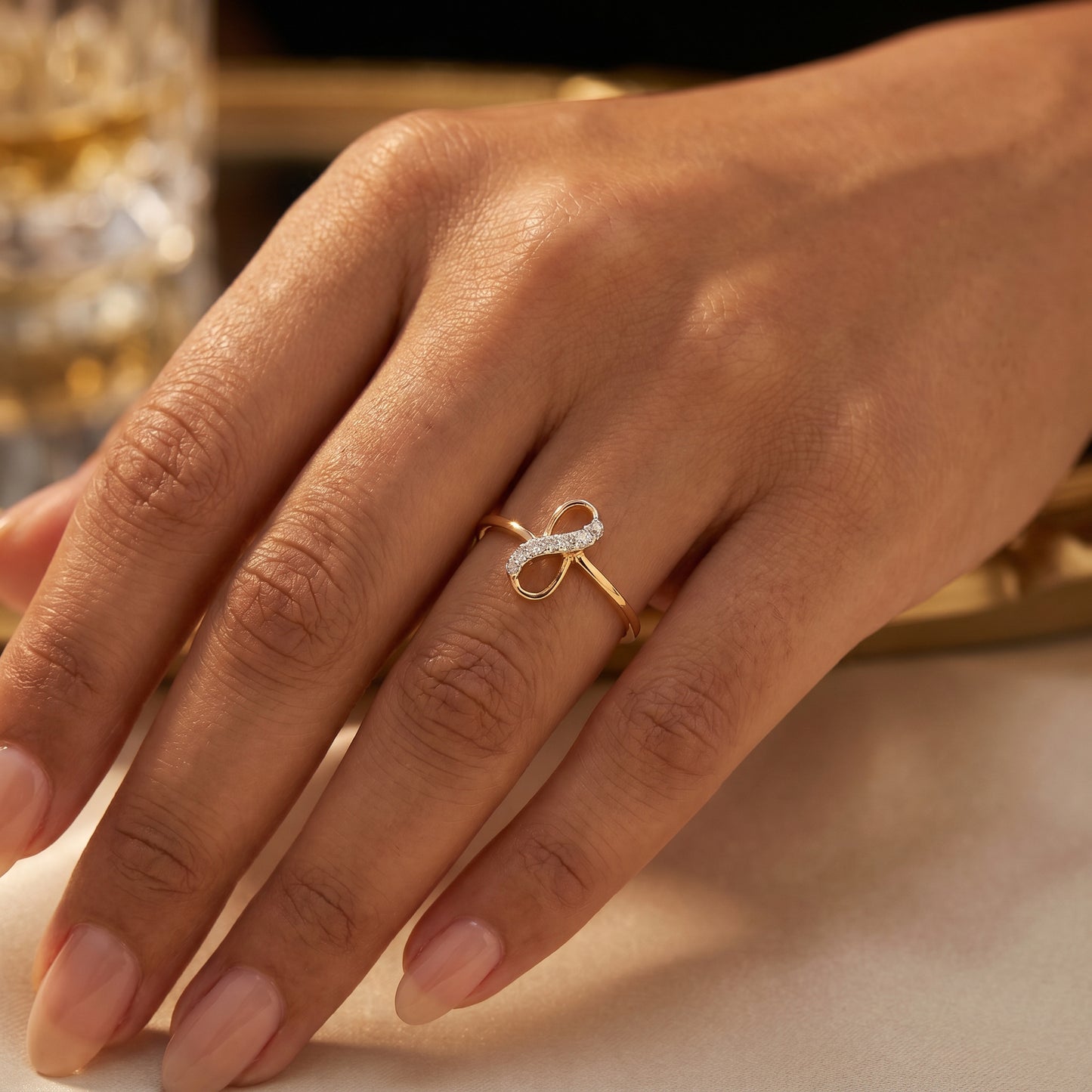 18Kt Gold Diamond Infinity Ring for Women