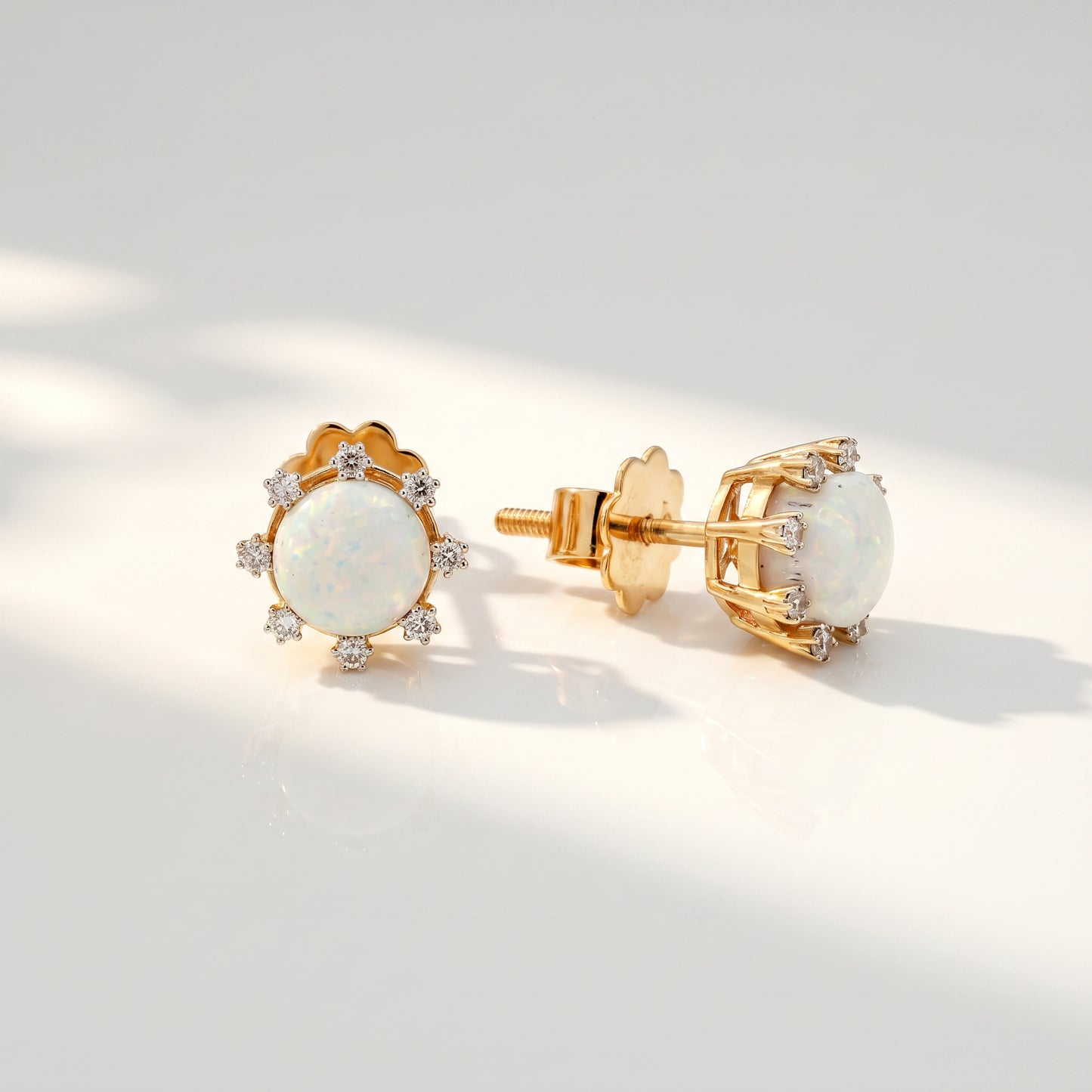 18KT Yellow Gold White Stone Diamond Stud Earrings