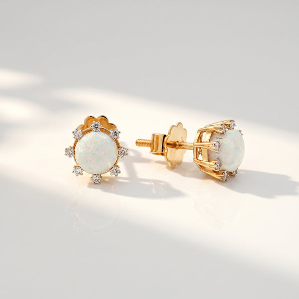 18KT Yellow Gold White Stone Diamond Stud Earrings