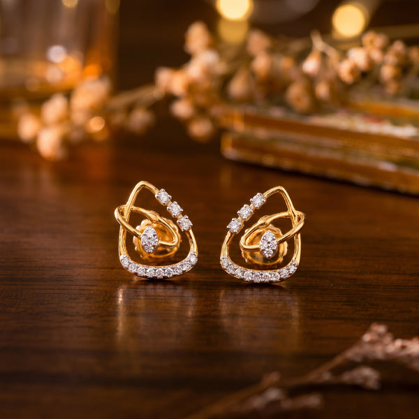 18KT Yellow Gold Abstract Diamond Earrings