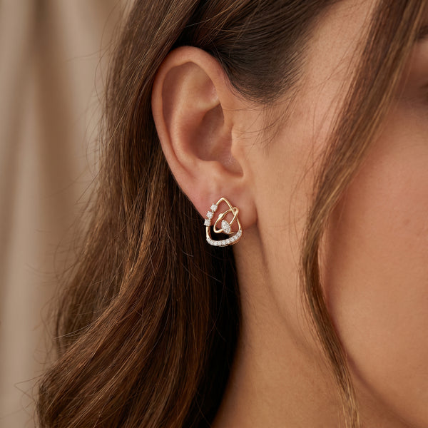 18KT Yellow Gold Abstract Diamond Earrings