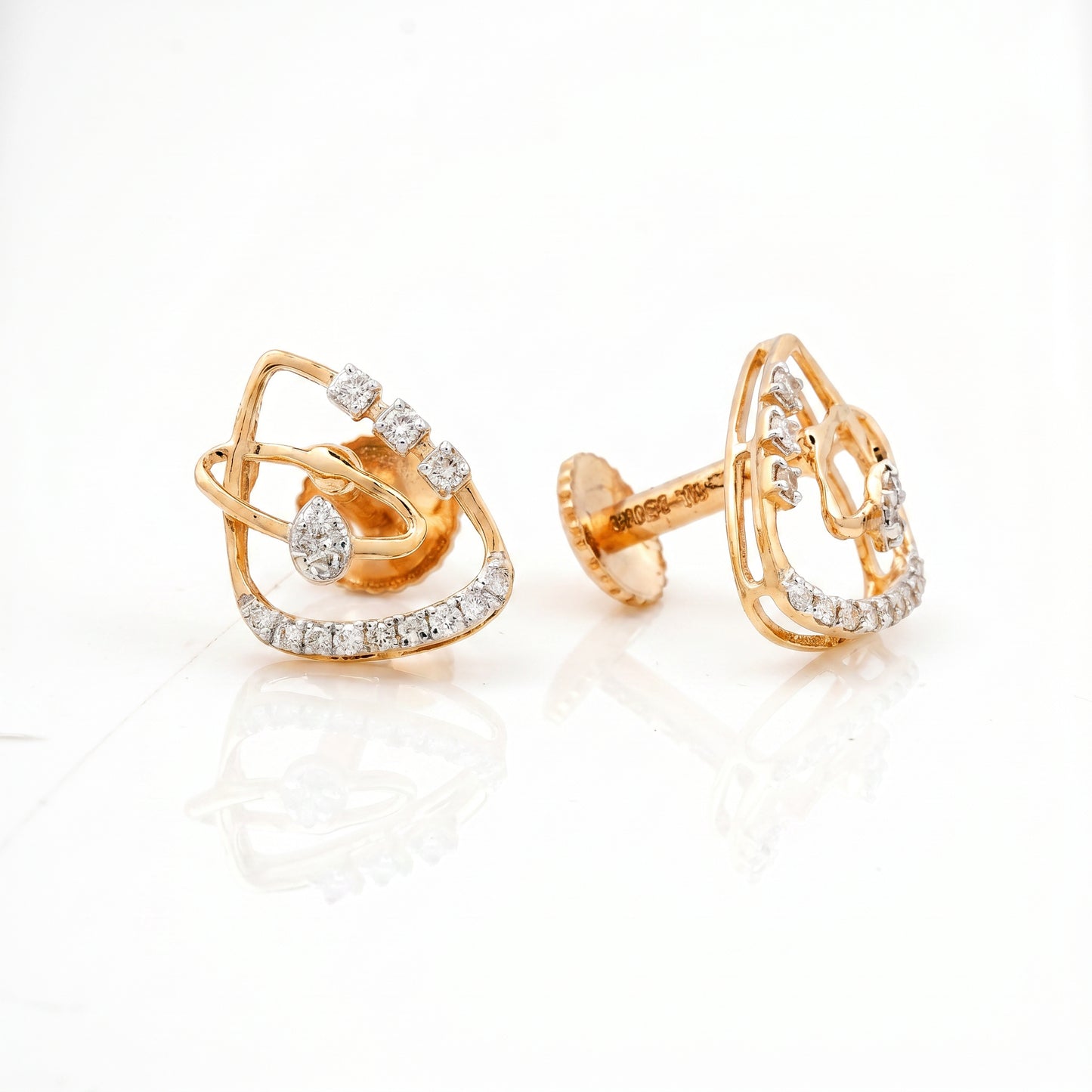 18KT Yellow Gold Abstract Diamond Earrings