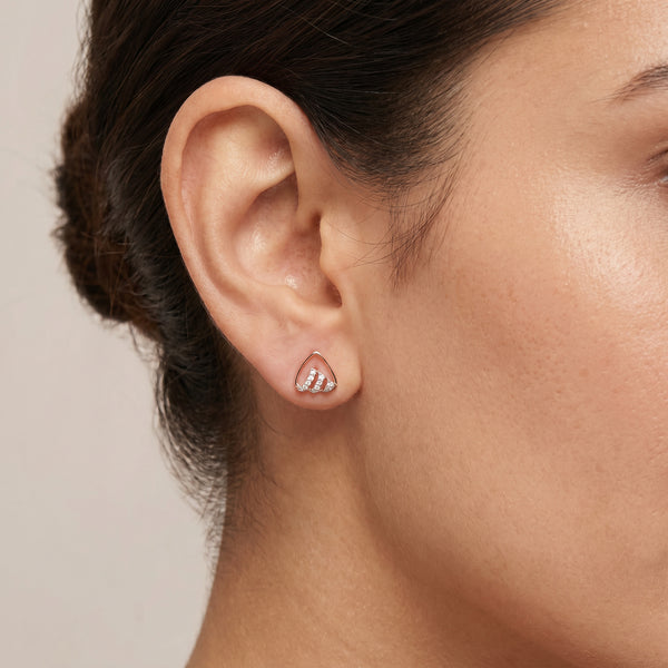 18Kt Rose Gold Diamond Triangle Stud Earrings Women