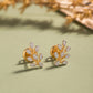 18Kt Rose Gold Leaf Diamond Stud Earrings for Women