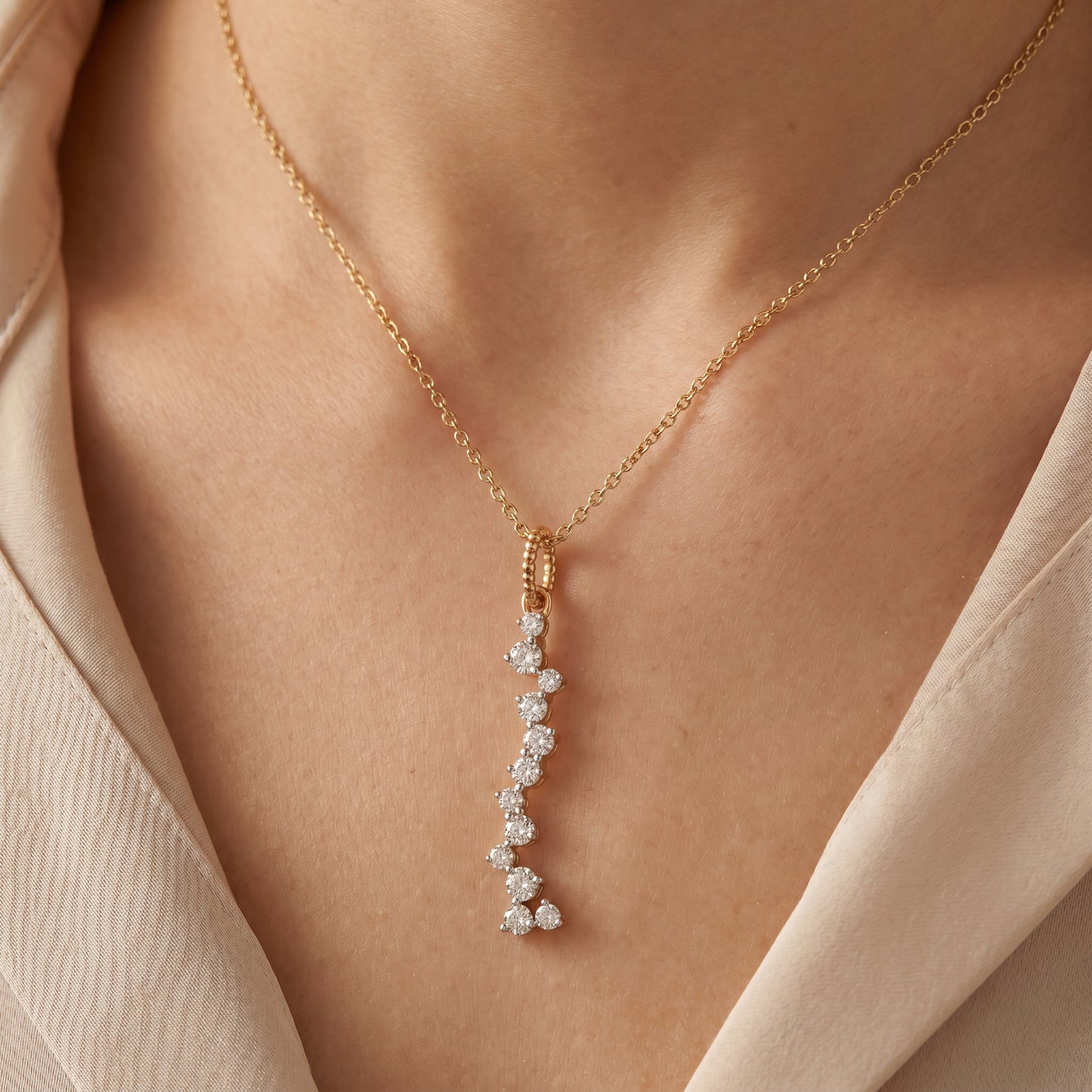 18KT Gold Diamond Journey Pendant For Women