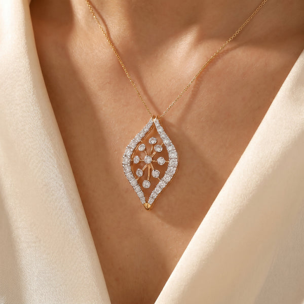 18KT Yellow Gold Diamond Marquise Pendant Women