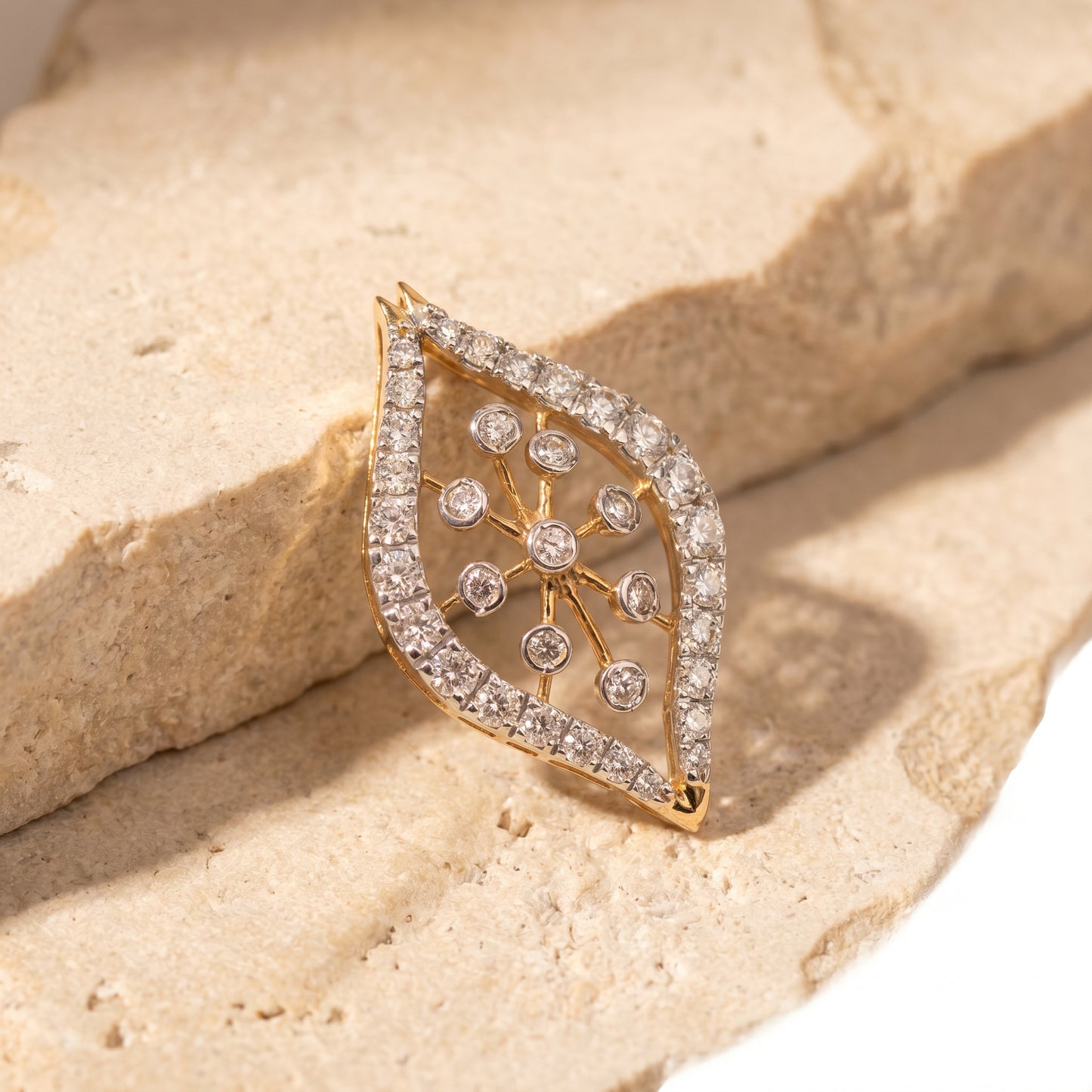 18KT Yellow Gold Diamond Marquise Pendant Women