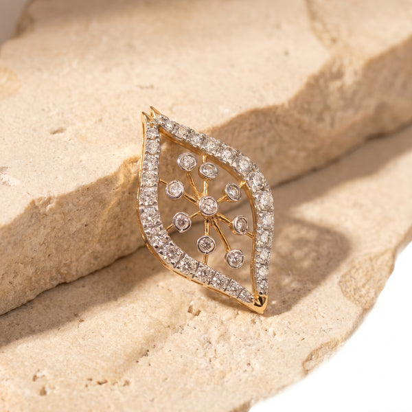18KT Yellow Gold Diamond Marquise Pendant Women