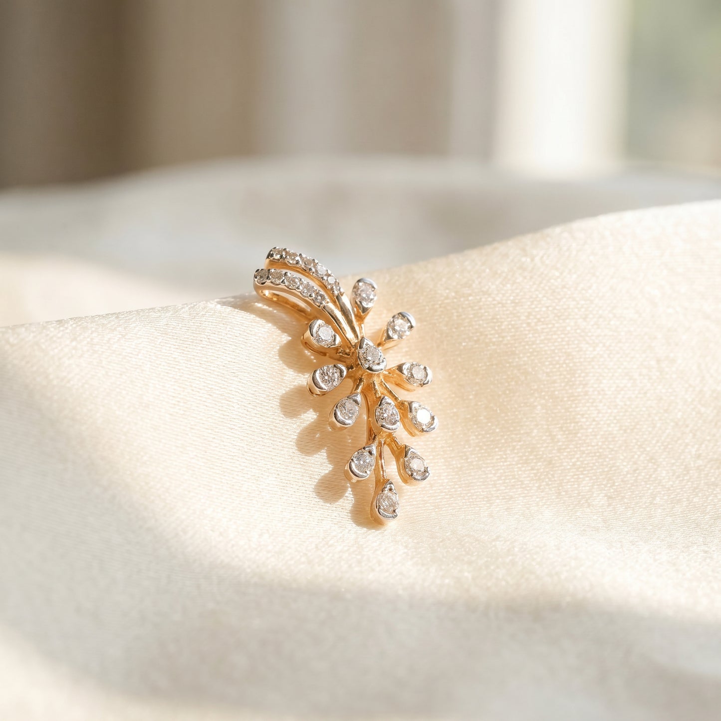 18KT Yellow Gold Diamond Branch Spray Pendant
