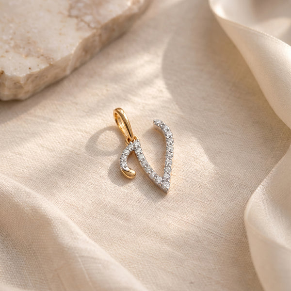 18KT Gold Diamond Initial 