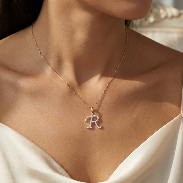 18KT Gold Diamond Initial 