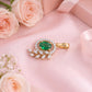 18KT Yellow Gold Emarald Green Diamond Pendant for Women