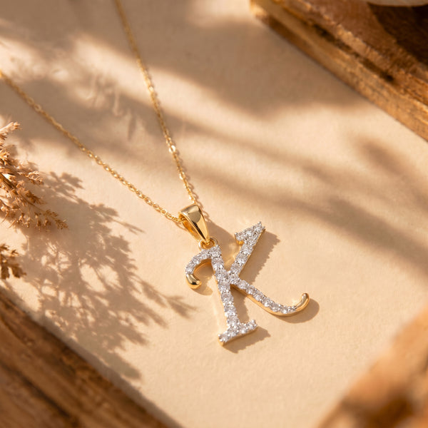 18KT Gold Diamond Initial 