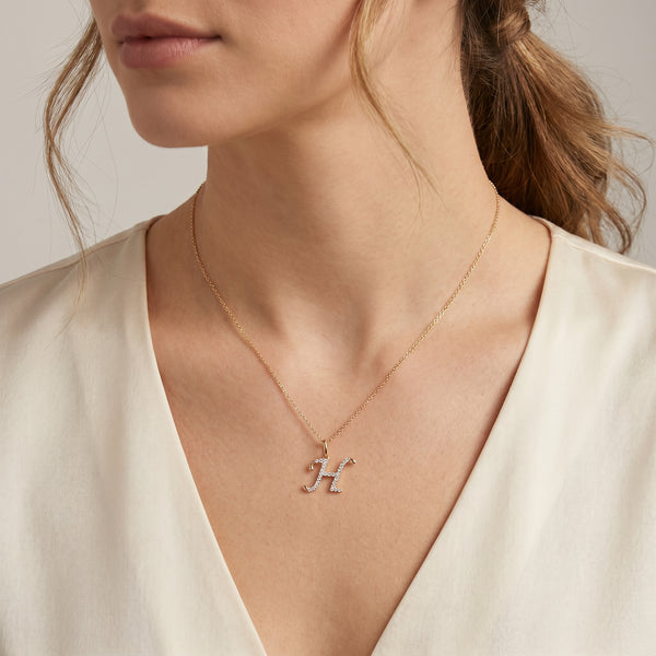 18KT Gold Diamond Initial 