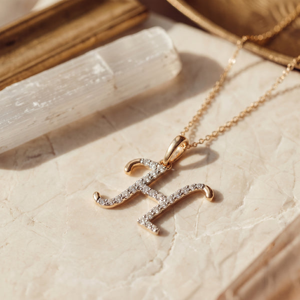 18KT Gold Diamond Initial 