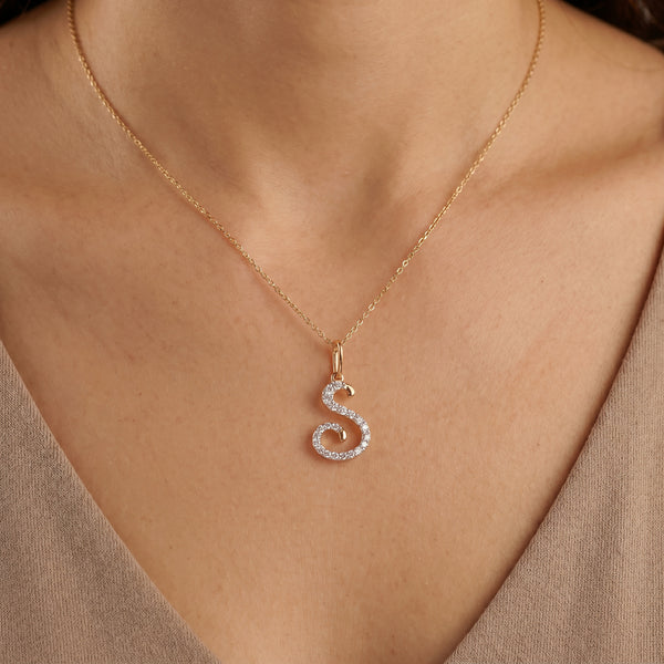 18KT Gold Diamond Initial 