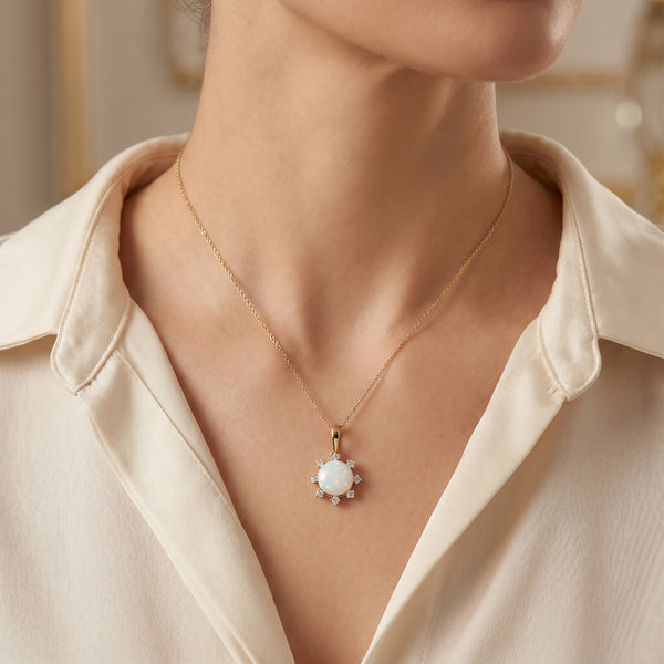 18KT Yellow Gold White Stone Diamond Pendant For Women