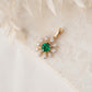 18KT Yellow Gold Green Stone Diamond Pendant