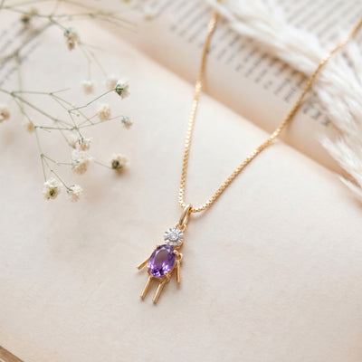 18KT Gold Diamond Little Boy Colorstone Kids Pendant