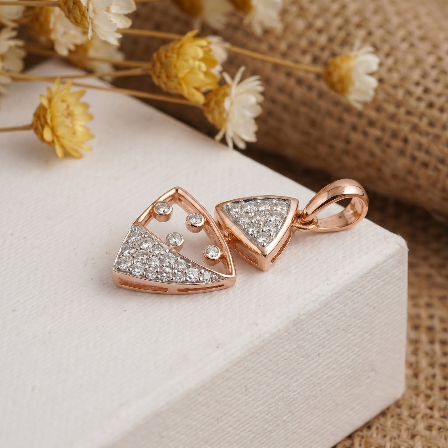 18KT Rose Gold Diamond Shield Pendant for Women