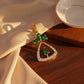 18Kt Yellow Gold Green Stone Diamond Pendant for Women
