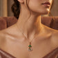 18Kt Yellow Gold Green Stone Diamond Pendant for Women