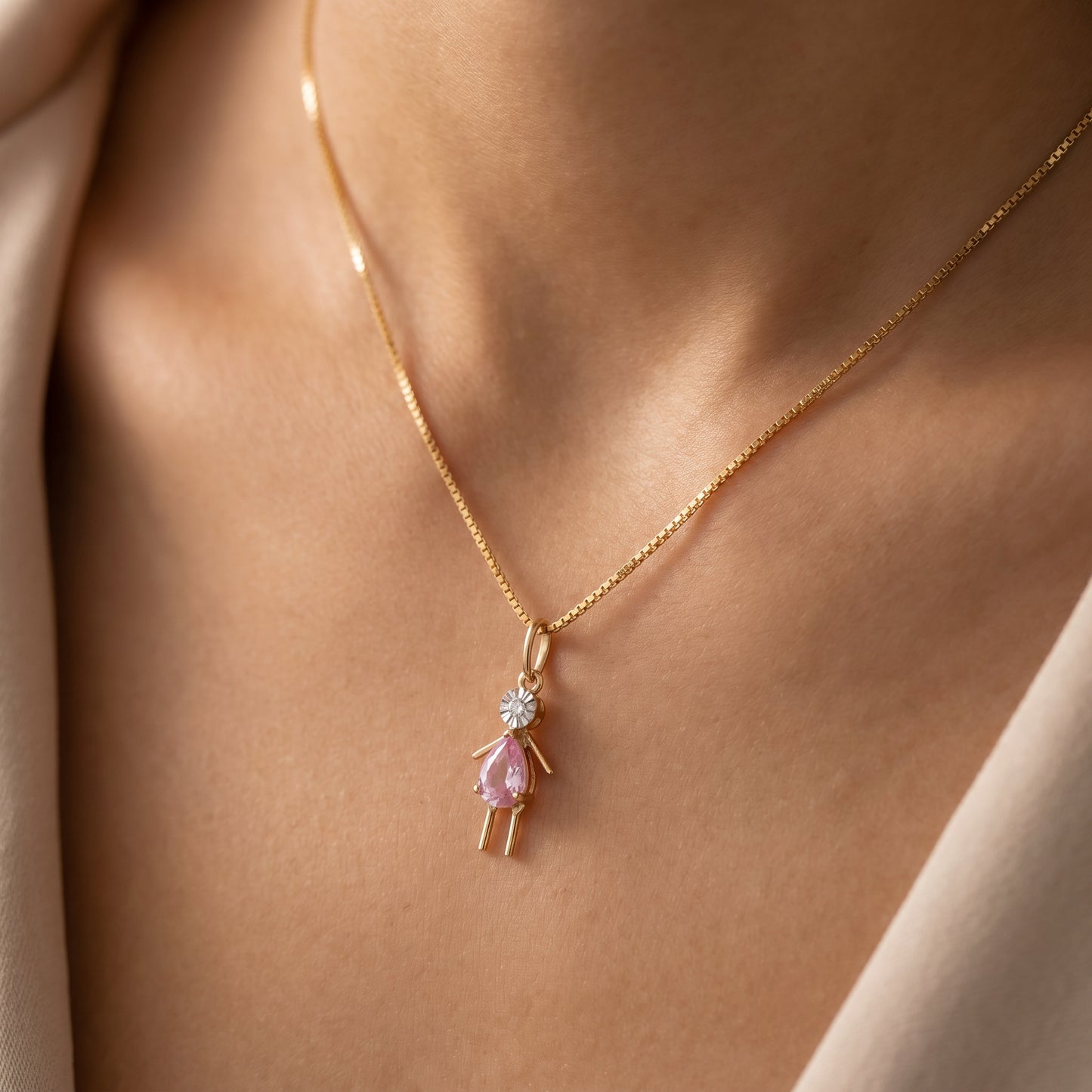 18KT Gold Diamond Little Girl Pendant for Kids