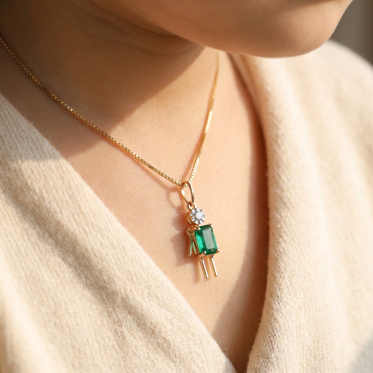 18KT Gold Diamond Little Boy Pendant for Kids