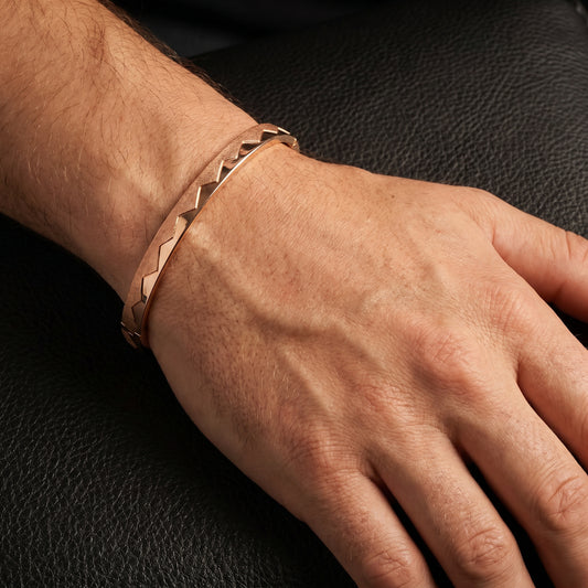 18Kt Rose Gold Chevron Bangle Bracelet for Men