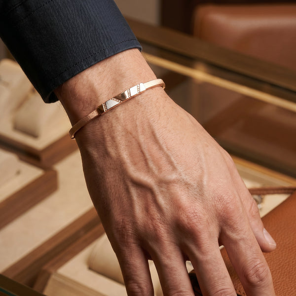 18Kt Rose Gold White Inlay Kada for Men