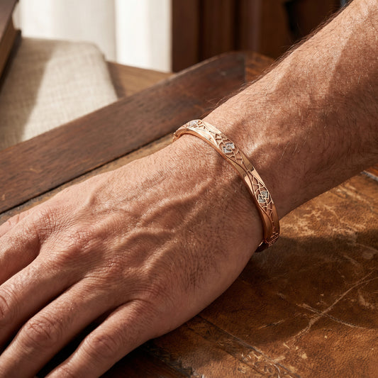 18Kt Rose Gold Diamond Bangle Kada for Men