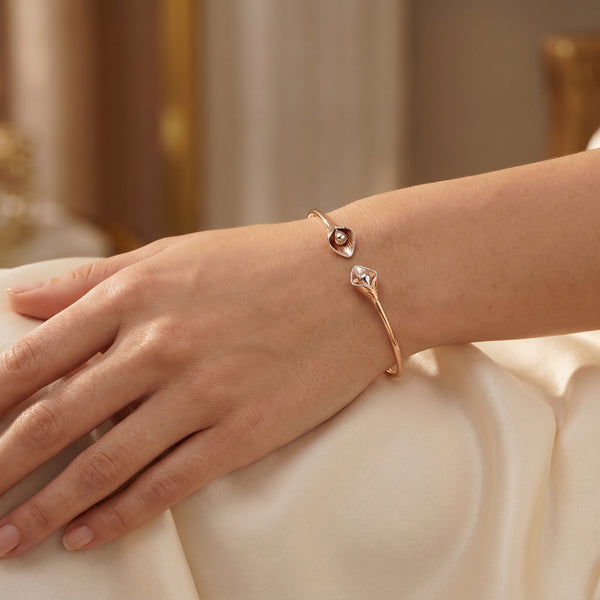 18Kt Rose Gold Calla Lily Bangle Bracelet for Women
