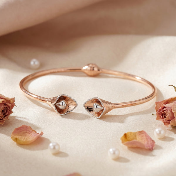18Kt Rose Gold Calla Lily Bangle Bracelet for Women