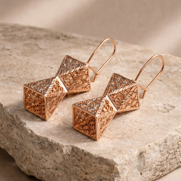 18KT Rose Gold Hourglass Drop Earrings for Women