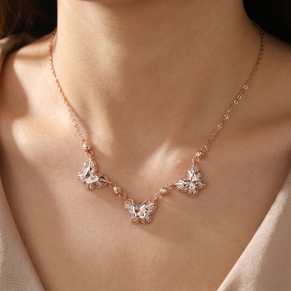 18KT Rose Gold Butterfly Necklace for Women