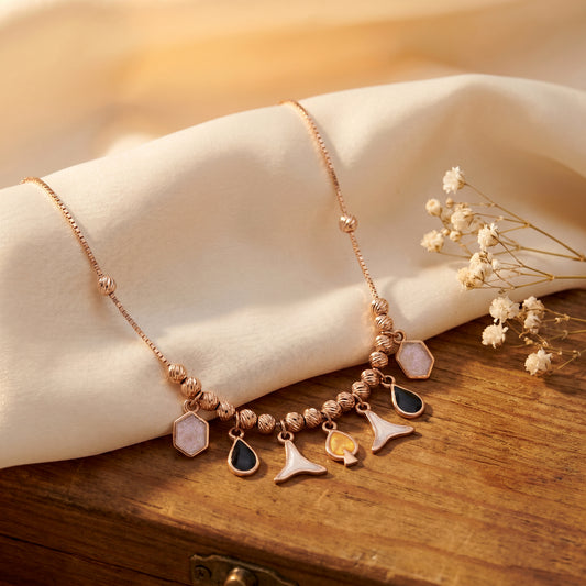 18KT Rose Gold Charm Necklace for Women