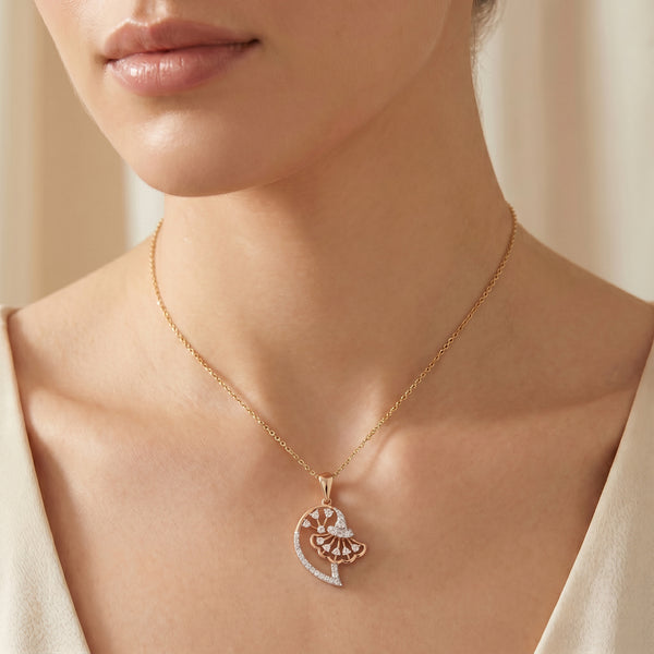 18KT Yellow Gold Diamond Paisley Pendant For Women