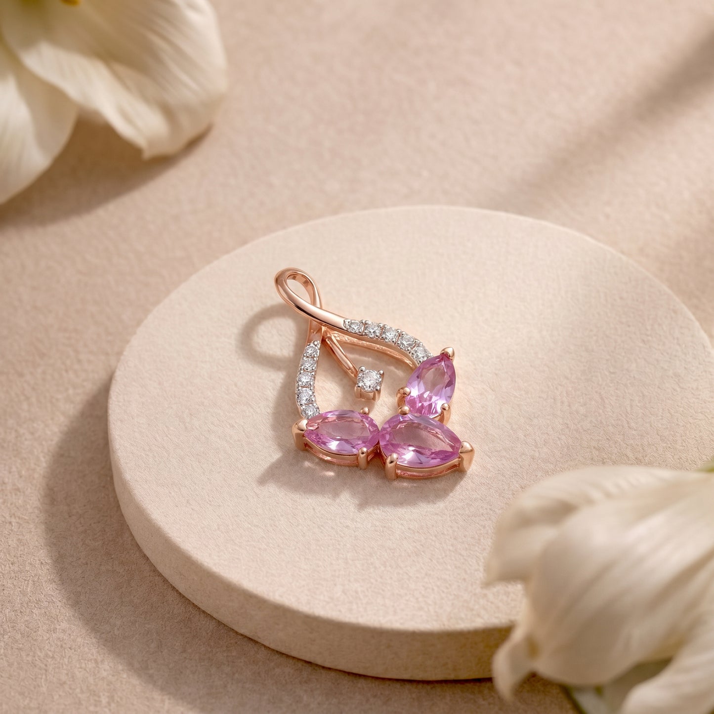 18KT Rose Gold Diamond Colour Stone Pendant
